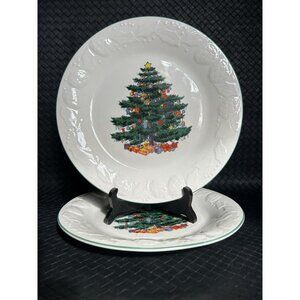 2 GEI Christmas Tree Plates Vintage Granny Core
